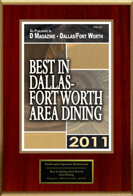 Sushi sake Japanese Restaurant Selected For "Best In Dallas-Fort Worth Area Dining"