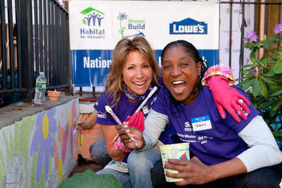 Julie Edelman and Teresa Edwards joined Habitat for Humanity New York City and Lowe's for Brush With Kindness at the NYCHA Youth Chorus at Taft Houses in Harlem