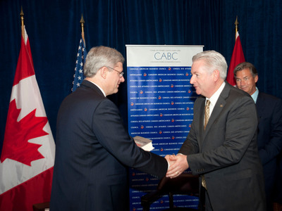 The Right Honourable Stephen Harper, Prime Minister of Canada, meets with Canadian American Business Council leaders at a roundtable in Chicago on the morning of Sunday, May 20, in advance of the NATO Summit.