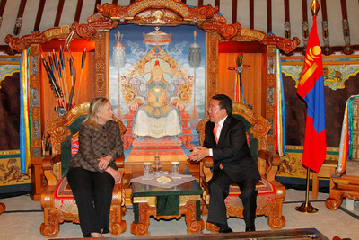 Readout of Meeting between Mongolia President Tsakhia Elbegdorj and U.S. Secretary of State Hillary Rodham Clinton