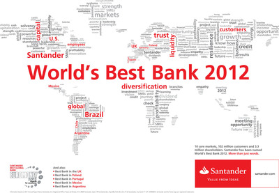 Santander awarded World's Best Bank in 2012 by Euromoney magazine