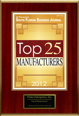 Prime Enterprises, Inc. Selected For "Top 25 Manufacturers"