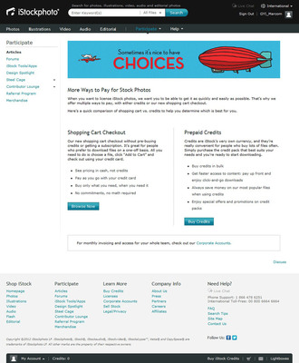 iStockphoto Now Offers Customers the Choice of Paying for Downloads with Credit Cards or Credits