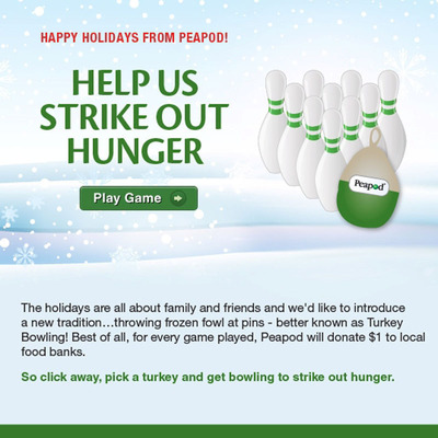 Peapod, The Country's Leading Online Grocer, Launches Holiday Turkey Bowling Game To Help Strike Out Hunger