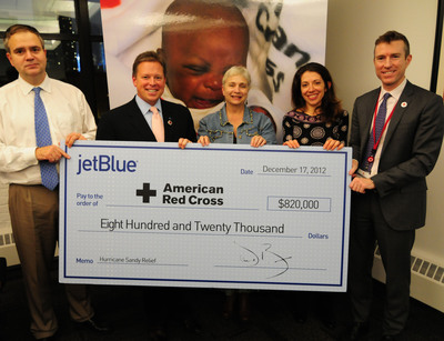 JetBlue Customers and TrueBlue Members Donate $820,000 to the Red Cross for Hurricane Sandy Relief Efforts