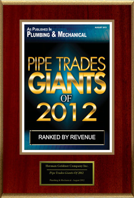 Herman Goldner Company Selected For "Pipe Trades Giants Of 2012"