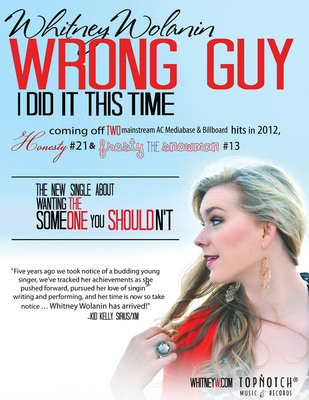"Wrong Guy (I Did It This Time)" by Whitney Wolanin Receives Radio Airplay, iTunes Valentine's Week Release