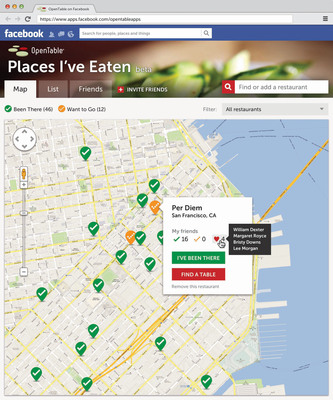 OpenTable Launches "Places I've Eaten" Facebook App