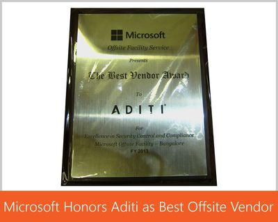 Microsoft Names Aditi Technologies as Best Vendor for Excellence in Security Control and Compliance 2012