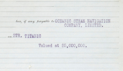 Original Ledger For The Insurance Policy On The Titanic To Be Auctioned In New York