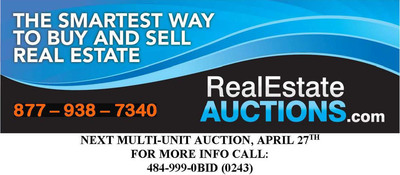 Real Estate Auctioning Is Valuable: RealEstateAuctions.com Announces A Multi-Property Live Ballroom Auction In PA, Saturday, April 27th