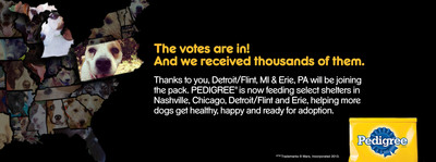 Dog Lovers Voted: Detroit/Flint, Mich. And Erie, Pa. Join The PEDIGREE® Feeding Project