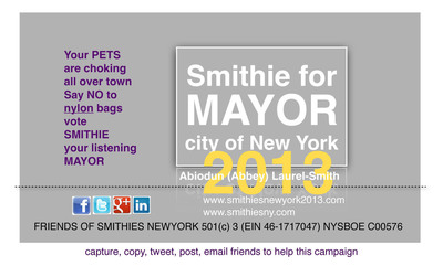 Introducing Smithie For Mayor City Of New York