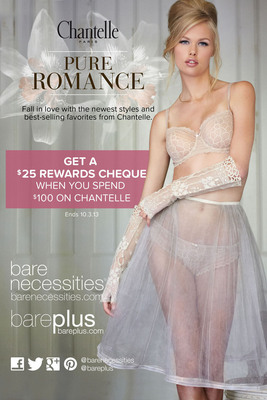 Get Paid to Shop at Bare Necessities! Get a $25 Rewards Cheque When You Spend $100 on World Famous Lingerie Brand, Chantelle