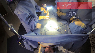 The anesthesiologist can keep their attention on the patient while also maintaining a view of IntelliVue vital signs via Google Glass as seen in this OR simulator lab test.