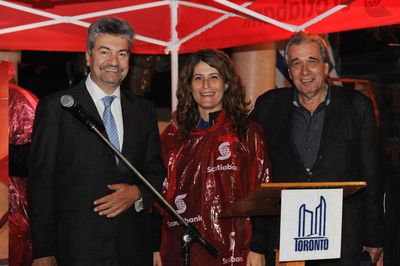 Mayor of Marathon, Greece Lights Marathon Flame to Kick Off Scotiabank Toronto Waterfront Marathon in GreekTown on the Danforth