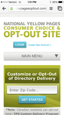 Mobile-Optimized Website Makes It Easy to Opt-Out of Phone Directory Delivery From a Smartphone or Tablet