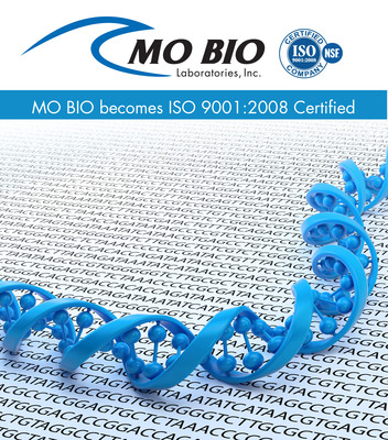 MO BIO Laboratories, Inc. becomes ISO 9001:2008 certified