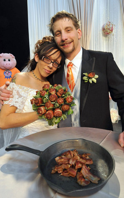 Bacon-crazed Lovebirds Say 'I Do' at the Farmland-sponsored Blue Ribbon Bacon Festival