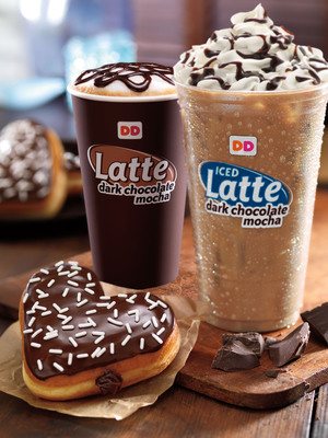 Dunkin' Donuts Celebrates The World's Love Of Chocolate With Chocolate Lover's Heart Donuts And Dark Chocolate Mocha Lattes