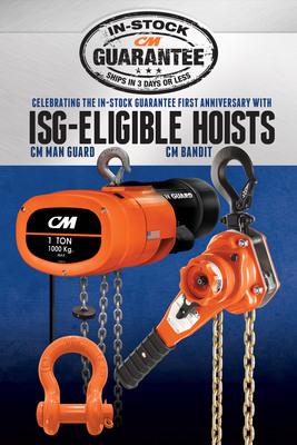 Columbus McKinnon Adds its Most Popular Hoists to In-Stock Guarantee