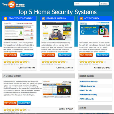 Best Home Security Systems Site Top 5 Home Security Systems Names FrontPoint Security as Top Company