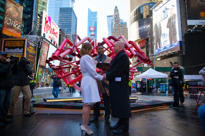 Times Square Celebrates Valentine's Day With Surprise Proposals, Live Weddings And Vow Renewals