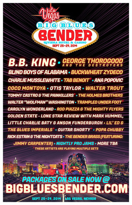 BB King headlines THE BIG BLUES BENDER, Las Vegas's World Class Blues Festival! Sept 25-29, 2014 ON SALE 