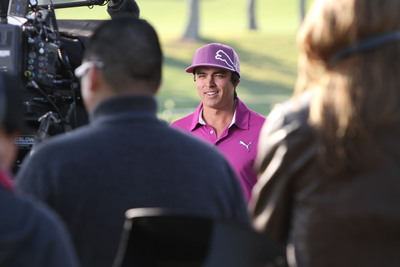 PGA TOUR pro Rickie Fowler on-set shooting personalized videos for Crowne Plaza's “The Big Win” promotion from IHG® Rewards Club