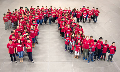 Raytheon kicks off its Pi Day (March 14) celebration by assembling more than 100 of the nation’s brightest middle school Mathletes into a giant human pi symbol at Wentworth Institute of Technology to promote science and math. As part of Raytheon’s MathMovesU® initiative, the company observes Pi Day to highlight the significance of pi calculations in science, technology, engineering and math and to thank local teachers for inspiring the next generation of innovators.