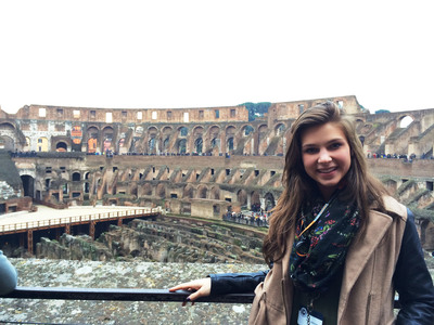 2013 Miss High School America, Annie Jorgensen, visits the Colosseum in Rome with People to People Ambassador Programs.