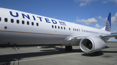 A United Airlines Boeing 737-900ER featuring the company's "United 100" logo. The airline designed the United 100 program to recognize 100 employees nominated and selected by their co-workers for exemplary performance or achievements that support the cornerstones of the company's business plan.