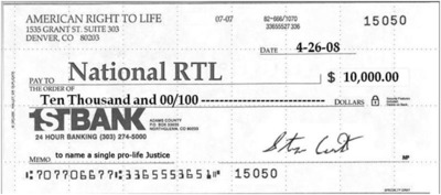 American Right To Life wants you to get your money's worth. National RTL hasn't delivered even a single pro-life justice after receiving 200 million dollars from pro-lifers.