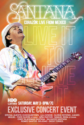 HBO Latino® Celebrates The Iconic Musician Carlos Santana With Two Television Specials. Includes Compelling Half-Hour Special And Star-Studded Concert With Performances By Cindy Blackman Santana, Chocquibtown, Lila Downs, Gloria Estefan, Juanes, Miguel, Fher Olvera Of Mana, Nina Pastori, Salvador Santana, Samuel Rosa Of Skank, Romeo Santos, Soledad And Diego Torres Filmed In Guadalajara, Mexico. Historic Concert Event Celebrates His First-Ever Latin Music Album Entitled Corazon Available In Stores May 6th