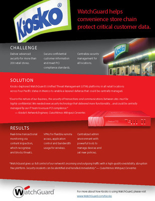 WatchGuard Technologies Helps Convenience Store Chain, Super Kiosko, Protect Network and Critical Customer Data, and Improve PCI Compliance