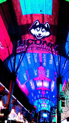 NCAA Tournament Champions, UConn Huskies, Featured on the World's Largest Basketball Bracket at Fremont Street Experience