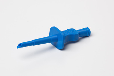 Stratasys 3D printed Saline Probe, produced from ABS Plus material, used to pierce a saline bottle and prime the Hemosep bag prior to use
