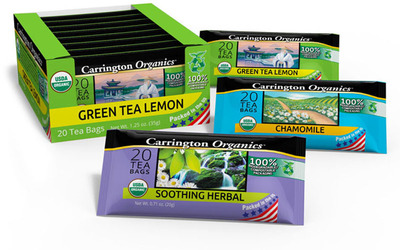 Carrington Co. LLC Revolutionizes The Hot Tea Market With First-ever, Organic Tea In Eco-Friendly Packaging