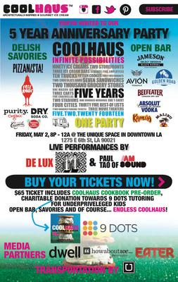 Coolhaus Celebrates Five Years of Explosive Growth with Party Featuring Local Los Angeles Fare, Live Music, Craft Cocktails, Coolhaus Cookbooks and an Infinite Supply of Ice Cream