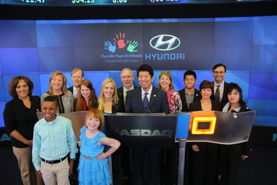Hyundai Hope On Wheels® rings the NASDAQ Stock Market Opening Bell at the