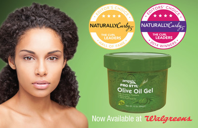 Ampro® Pro Styl's® Olive Oil Styling Gel Receives Second Consecutive Editor's Choice Honor from the Curl Experts at NaturallyCurly.com &amp; Gains Distribution at Walgreens