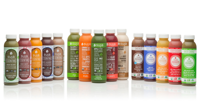 Suja Juice family of products, including Suja Classic, Suja Elements and Suja Essentials.