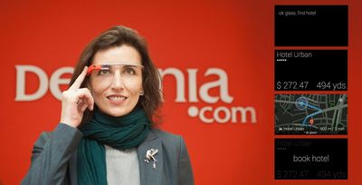The app developed by Destinia for Google Glass allows users to find and book a hotel