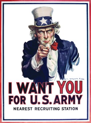 James Montgomery Flagg (1877-1960) I Want You for the U.S. Army Lithograph, 1917. This is one of the 40 posters that will be on display at the ''WE NEED YOU! Propaganda of The Great War'' exhibit