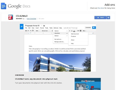 Office Productivity Takes a Leap Forward with New Google Docs™ Add-on from Click2Mail