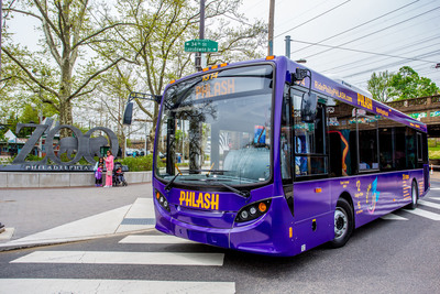 The Philly PHLASH returns just in time for high tourism season to transport visitors and locals all around town to key sights and attractions. (Photo by J. Fusco for Visit Philadelphia)