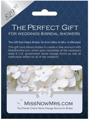 MissNowMrs.com, the Premier Online Name-Change Service for Brides, Announces Gift Card Availability at Rite Aid
