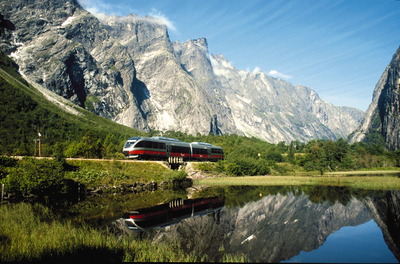 A picturesque summer rail journey on Trollwegen in Norway, one of many rail networks available to Eurail pass holders. (C) courtesy of NSB