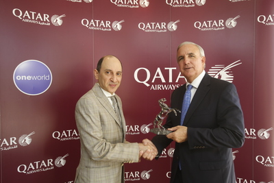 Qatar Airways CEO Discusses Economic Impact With Mayor Carlos Gimenez Of Miami-Dade County As Airline's New Operations Commence