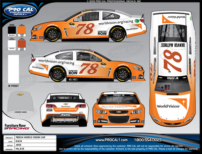 Truex Jr.-s No. 78 Chevrolet to Showcase World Vision As The Primary Paint Scheme at Kentucky Sprint Cup Race